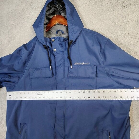 Eddie Bauer Jacket Men's 2XL Blue Mesh Lined Full Zip Pockets Hooded Weatheredge - Picture 16 of 16